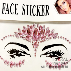 BRILLITOS AUTOADHESIVOS PARA ROSTRO FACE STICKER DECO ROSA X 12 UNIDADES